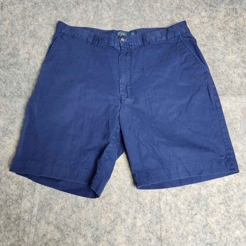 Polo Ralph Lauren VTG Chino Shorts Men 36 W 9 Inseam Navy Blue Preppy Sporty